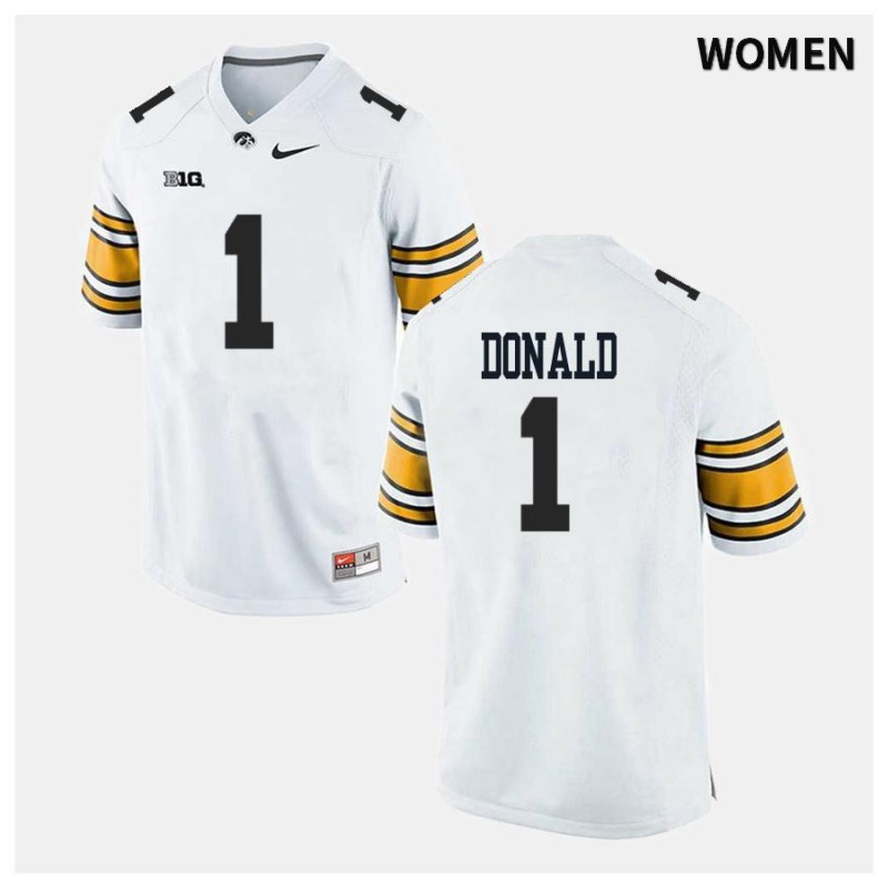 Women's Iowa Hawkeyes NCAA #1 Nolan Donald White Authentic Nike Alumni Stitched College Football Jersey DS34L73SY